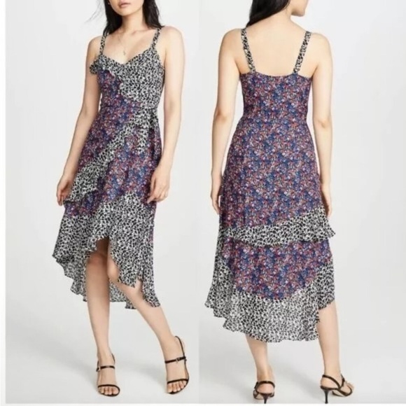 Parker Mixed Pattern Ruffle Dress Size 0 - Picture 10 of 11